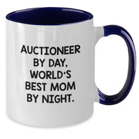 Load image into Gallery viewer, Auctioneer Gifts, Funny Quote Two Tone Coffee Mugs, Gifts from Men to Auctioneer Friends, Unique Graduation Gifts for Auctioneer By Day, World&#39;s Best Mom By Night. - Additional
