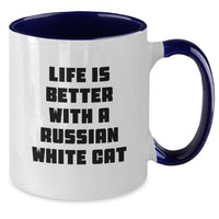 Load image into Gallery viewer, Funny Russian White Cat Gifts for Russian White Cat Lovers - Two Tone Coffee Mug - Life Is Better With Russian White Cats Birthday Unique Gifts - Additional