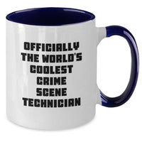 Load image into Gallery viewer, Funny Crime Scene Technician Gifts, Officially The World's Coolest Crime Scene Technician Two Tone Coffee Mug for Birthday, Gifts from Friends to Crime Scene Technician Enthusiast - Additional