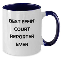 Load image into Gallery viewer, Funny Court Reporter Gifts from Friends for Court Reporter Men - Best Effin' Court Reporter Ever Two Tone Coffee Mug - Additional