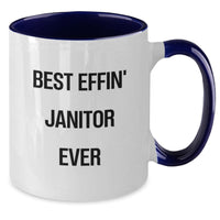 Load image into Gallery viewer, Funny Janitor Gifts from Men, Women, Friends, and Coworkers for Janitor, Valentine's Unique Gifts, Best Effin' Janitor Ever Two Tone Coffee Mugs - Additional