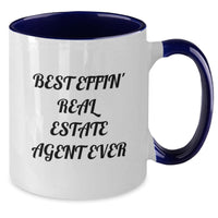Load image into Gallery viewer, Funny Gifts for Real Estate Agent, Best Effin' Real Estate Agent Ever Two Tone Coffee Mug, Birthday Unique Gifts from Friends, Men, Women, Coworkers, Family - Additional