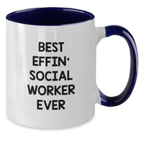 Load image into Gallery viewer, Funny Social Worker Gifts from Friends Best Effin' Social Worker Ever Two Tone Coffee Mug Birthday Unique - Additional