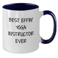 Load image into Gallery viewer, Funny Yoga Instructor Gifts from Friends, Best Effin' Yoga Instructor Ever Two Tone Coffee Mug for Yoga Instructor, Mother's Day Unique Gifts - Additional