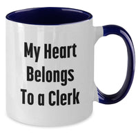 Load image into Gallery viewer, Funny Clerk Love Two Tone Coffee Mugs Gifts from Friends for Clerk Men Women Christmas Unique Presents - Additional