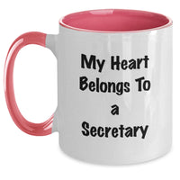 Load image into Gallery viewer, Funny Secretary Gifts from Friends, Gifts for Secretary, Two Tone Coffee Mug, 'My Heart Belongs To A Secretary' Quote, Perfect Graduation Unique Gifts - Main