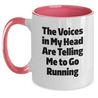 Load image into Gallery viewer, Funny Running Gifts from Friends, Birthday Unique Running Mugs for Men - 'The Voices In My Head Are Telling Me To Go Running', Two Tone Coffee Mug - Main