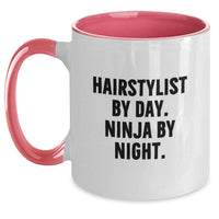 Load image into Gallery viewer, Funny Hairstylist Gifts from Friends - Hairstylist By Day. Ninja By Night. Two Tone Coffee Mug, Christmas Unique Gifts for Hairstylists - Main
