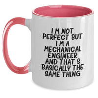 Load image into Gallery viewer, Funny Mechanical Engineer Gifts from Men to Friends, Two Tone Coffee Mugs for Graduation, &#39;I&#39;m Not Perfect But I&#39;m A Mechanical Engineer And That&#39;s Basically The Same Thing&#39; - Main
