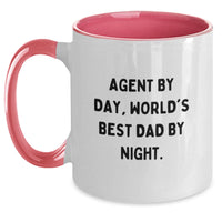 Load image into Gallery viewer, Cute Agent Gifts from Men to Agent on Valentine's - Agent By Day, World's Best Dad By Night Two Tone Coffee Mug - Main