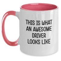 Load image into Gallery viewer, Funny Driver Gifts from Friends, Cute Two Tone Coffee Mug for Driver, Inspirational Quote This Is What An Awesome Driver Looks Like, Graduation Unique Gifts - Main
