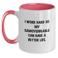 Load image into Gallery viewer, Funny Samoyed Dog Gifts from Men to Women, Friends, and Family - I Work Hard Two Tone Coffee Mug, Birthday Unique Presents for Samoyedbeagle Lovers - Main
