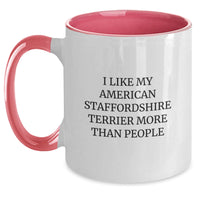 Load image into Gallery viewer, Funny American Staffordshire Terrier Dog Gifts - I Like My American Staffordshire Terrier More Than People Two Tone Coffee Mug for Birthday - Main

