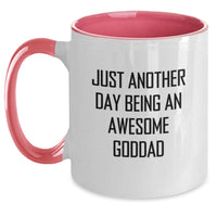 Load image into Gallery viewer, Funny Goddad Gifts from Men, Women, Friends, or Family - Two Tone Coffee Mugs with &#39;Just Another Day Being An Awesome Goddad&#39; Quote for Christmas Unique Gifts - Main
