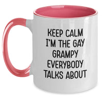Load image into Gallery viewer, Funny Grampy Two Tone Coffee Mug Gifts, Keep Calm I'm The Gay Grampy Everybody Talks About, Gifts for Grampy from Family, Valentine's Unique Gifts - Main