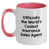 Load image into Gallery viewer, Funny 'Officially The World's Coolest Insurance Sales Agent' Birthday Unique Gifts for Insurance Sales Agent Men, Unique Two Tone Coffee Mugs from Friends - Main