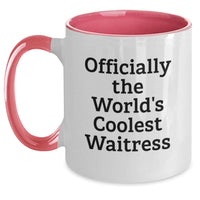 Load image into Gallery viewer, Funny Waitress Gifts for Her, Officially The World's Coolest Waitress Two Tone Coffee Mug, Birthday Unique Presents from Friends - Main