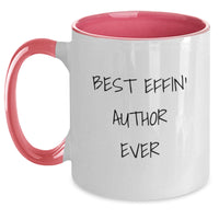 Load image into Gallery viewer, Funny Author Gifts from Friends to Family this Christmas Unique Two Tone Coffee Mug with &#39;Best Effin&#39; Author Ever&#39; Quote - Main
