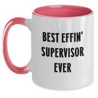 Load image into Gallery viewer, Funny Supervisor Gifts from Friends and Family - Best Effin' Supervisor Ever Two Tone Coffee Mug for Supervisor on Mother's Day - Main