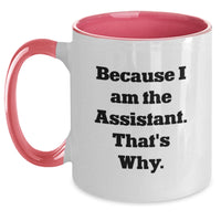 Load image into Gallery viewer, Funny Graduation Gifts from Family for Assistant - 'Because I Am The Assistant. That's Why.' Two Tone Coffee Mug - Main