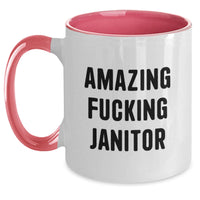 Load image into Gallery viewer, Funny Janitor Gifts for Men, Women, Family, Friends - 'Amazing F--king Janitor' Two Tone Coffee Mug, Graduation Unique Gifts from Men, Women, Coworkers - Main