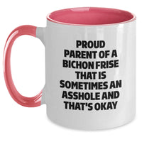 Load image into Gallery viewer, Bichon Frise Dog Mom Funny Quotes Two Tone Coffee Mugs Gifts from Mom to Proud Bichon Frise Dog Owner for Graduation - Black and White, Red and White, Navy and White, Pink and White Options - Main
