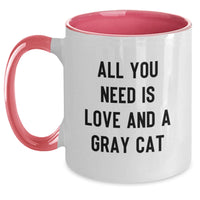 Load image into Gallery viewer, Gray Cat Gifts from Friends, Funny Two Tone Coffee Mugs for Graduation Unique Gifts, All You Need Is Love And A Gray Cat - Main
