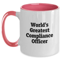 Load image into Gallery viewer, World&#39;s Greatest Compliance Officer Funny Gift for Men or Women Graduation Unique Two Tone Coffee Mug - Main
