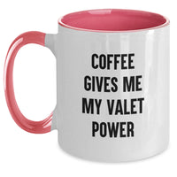 Load image into Gallery viewer, Funny Valet Coffee Mug Gifts from Men to Valet, Unique Two Tone Mugs with 'Coffee Gives Me My Valet Power' for Christmas - Main