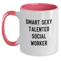 Load image into Gallery viewer, Funny Social Worker Gifts from Friends, Unique Two Tone Coffee Mugs for Social Worker, Smart Sexy Talented Quote, Christmas Unique Gifts for Men - Main