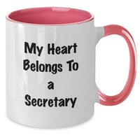 Load image into Gallery viewer, Funny Secretary Gifts from Friends, Gifts for Secretary, Two Tone Coffee Mug, 'My Heart Belongs To A Secretary' Quote, Perfect Graduation Unique Gifts - Additional