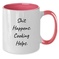 Load image into Gallery viewer, Funny Shit Happens Cooking Helps Two Tone Coffee Mug, Gifts from Friends, Cooking Enthusiasts, Birthday Unique Gifts - Additional
