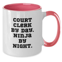 Load image into Gallery viewer, Court Clerk Gifts from Friends - 'Court Clerk By Day. Ninja By Night.' Two Tone Coffee Mug for Court Clerks - Additional