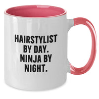 Load image into Gallery viewer, Funny Hairstylist Gifts from Friends - Hairstylist By Day. Ninja By Night. Two Tone Coffee Mug, Christmas Unique Gifts for Hairstylists - Additional