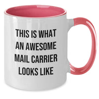 Load image into Gallery viewer, Funny Mail Carrier Gifts from Friends for Mail Carrier Birthday Unique Gifts - This Is What An Awesome Mail Carrier Looks Like Two Tone Coffee Mug - Additional