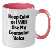 Load image into Gallery viewer, Counselor Gifts from Friends for Graduation, Keep Calm Or I Will Use My Counselor Voice Funny Two Tone Coffee Mug, Gifts for Counselor - Additional
