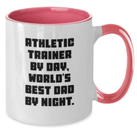 Load image into Gallery viewer, Funny Christmas Unique Gifts for Athletic Trainer Dad, Two Tone Coffee Mug, 'Athletic Trainer By Day, World's Best Dad By Night' Quote, Unique Gift for Men - Additional