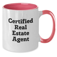 Load image into Gallery viewer, Funny Real Estate Agent Gifts from Men to Real Estate Agent Friends Graduation Unique Two Tone Coffee Mug Quote &#39;Certified Real Estate Agent&#39; - Additional

