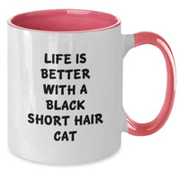 Load image into Gallery viewer, Funny Black Short Hair Cat Gifts from Friends for Black Short Hair Cat Enthusiasts Two Tone Coffee Mug Life Is Better With A Black Short Hair Cat Birthday Unique Gifts - Additional