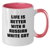 Load image into Gallery viewer, Funny Russian White Cat Gifts for Russian White Cat Lovers - Two Tone Coffee Mug - Life Is Better With Russian White Cats Birthday Unique Gifts - Additional