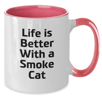Load image into Gallery viewer, Funny Smoke Cat Gifts for Friends, Unique Two Tone Coffee Mugs with Life Is Better With A Smoke Cat Quote, Birthday Unique Gifts from Friends to Family - Additional