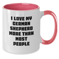 Load image into Gallery viewer, Funny German Shepherd Dog Gifts from Family to Friends, I Love My German Shepherd More Than Most People Two Tone Coffee Mug for Birthday - Additional
