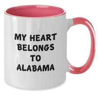 Load image into Gallery viewer, Funny Alabama Gifts from Men to Alabama Women - Two Tone Coffee Mug with My Heart Belongs To Alabama Quote, Birthday Unique Gift Ideas - Additional