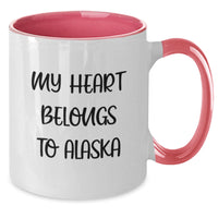 Load image into Gallery viewer, Funny Alaska Gifts - My Heart Belongs To Alaska Two Tone Coffee Mug for Birthday Unique Gifts from Friends to Alaska Lovers - Additional