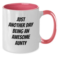 Load image into Gallery viewer, Just Another Awesome Aunty Christmas Unique Gift Ideas Two Tone Coffee Mug Funny Quote, Gifts from Family to Aunty, Unique Christmas Unique Gifts for Aunty Enjoyment, Two Tone Ceramic Mug - Additional
