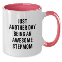 Load image into Gallery viewer, Funny Stepmom Gifts for Her, Christmas Unique Gifts from Family, Just Another Day Being Awesome Stepmom Two Tone Coffee Mug - Additional

