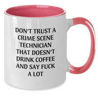 Load image into Gallery viewer, Funny Crime Scene Technician Gifts for Men from Friends - 'Don't Trust A Crime Scene Technician That Doesn't Drink Coffee' Two Tone Mug, Valentine's Unique - Additional