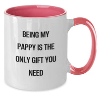 Load image into Gallery viewer, Funny Pappy Christmas Unique Gifts from Men Two Tone Coffee Mug with &#39;Being My Pappy Is The Only Gift You Need&#39; - Pink and White, Black and White, Red and White, Navy and White - Additional
