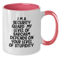 Load image into Gallery viewer, Funny Security Guard Gifts from Friends, Valentine's Unique Gifts for Security Guard Men, I'm A Security Guard, My Level Of Sarcasm Depends On Your Level Of Stupidity Coffee Mug - Additional