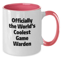 Load image into Gallery viewer, Funny Game Warden Gifts from Friends for Game Wardens - Two Tone Coffee Mug - Officially The World's Coolest Game Warden Birthday Unique Gifts - Additional